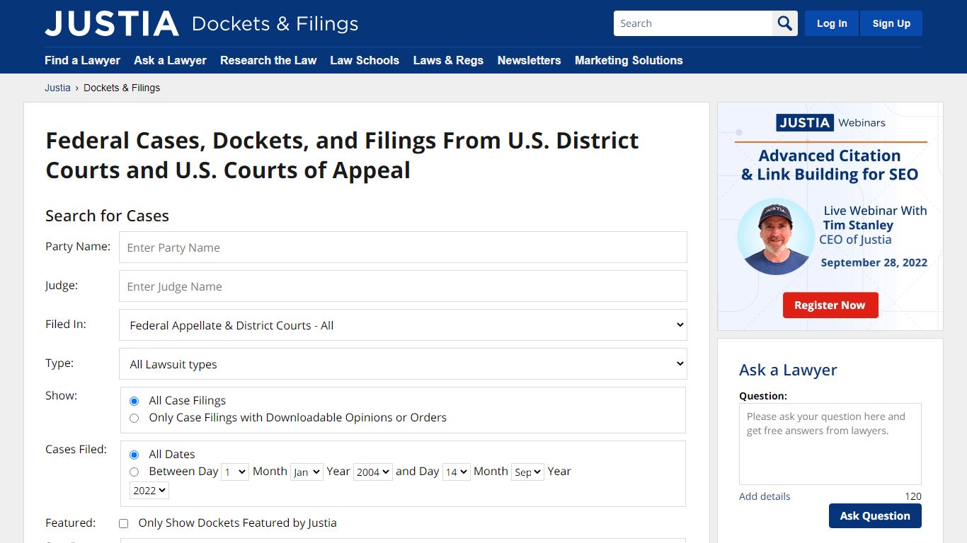 Federal Cases, Dockets, and Filings From U.S. District Courts and U.S ...